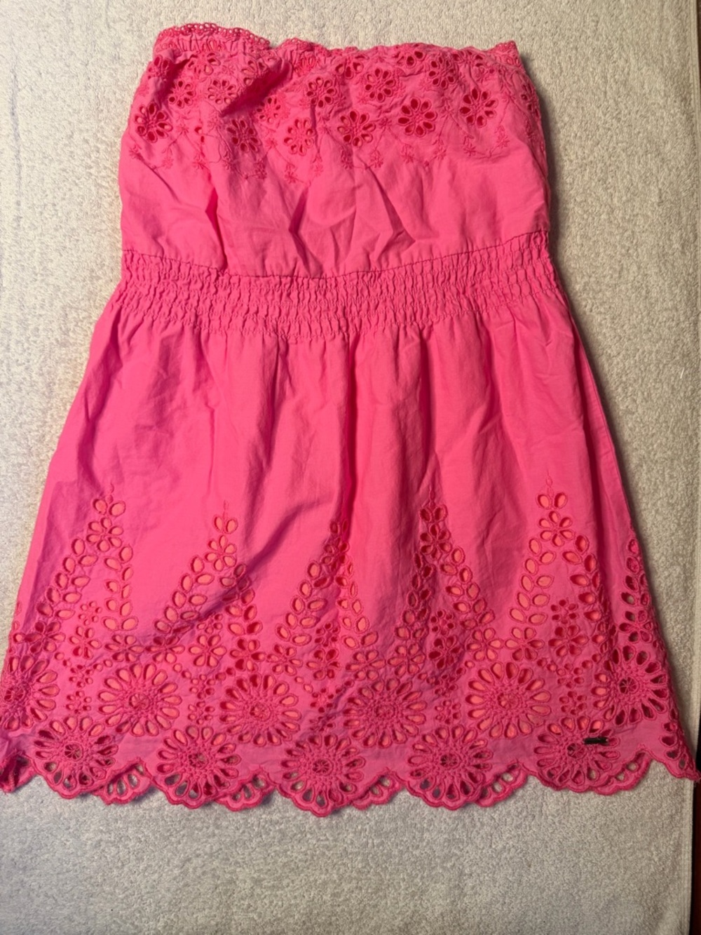 Abercrombie Kids Strapless Eyelet Sundress Smocked Summer Barbiecore Casual